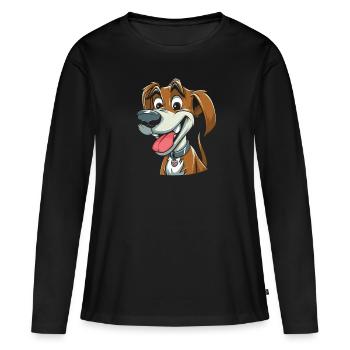 Hund Vierbeiner Niedlich - Frauen Premium Bio Langarmshirt - Schwarz - Vorne - Julia (174cm)
