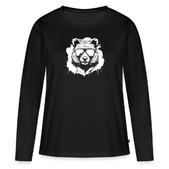 Panda géant Panda Ours - T-shirt manches longues Premium bio Femme - noir - Devant - Julia (174cm)