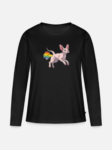 Sphynx Cat Rainbow Rainbow Fart - Women's Premium Organic Long Sleeve Shirt - black