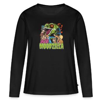 Caméléon Caméléon Drôle - T-shirt manches longues Premium bio Femme - noir - Devant - Julia (174cm)
