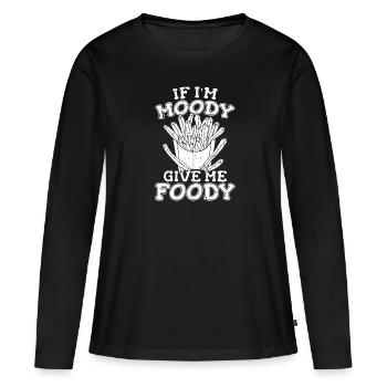 Frites, frites, drôle - T-shirt manches longues Premium bio Femme - noir - Devant - Julia (174cm)
