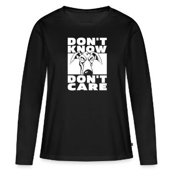 Greyhound Greyhound Drôle Ne Pas Savoir Ne Pas S’En Souci - T-shirt manches longues Premium bio Femme - noir - Devant - Julia (174cm)
