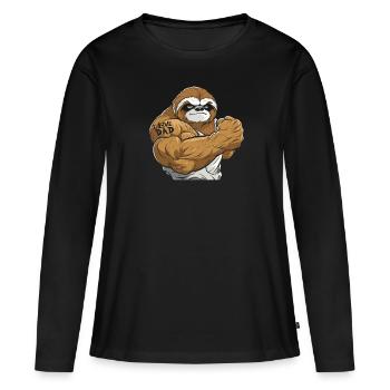 Paresseux J’aime Papa - T-shirt manches longues Premium bio Femme - noir - Devant - Julia (174cm)