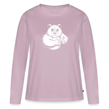 Panda géant Panda Ours - T-shirt manches longues Premium bio Femme - rose poudré - Devant - Julia (174cm)