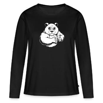 Panda géant Panda Ours - T-shirt manches longues Premium bio Femme - noir - Devant - Julia (174cm)