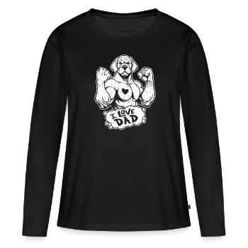 Labrador J’aime papa - T-shirt manches longues Premium bio Femme - noir - Devant - Julia (174cm)