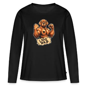 Labrador J’aime papa - T-shirt manches longues Premium bio Femme - noir - Devant - Julia (174cm)