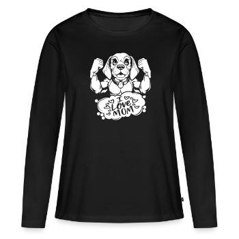 Beagle J’aime papa - T-shirt manches longues Premium bio Femme - noir - Devant - Julia (174cm)