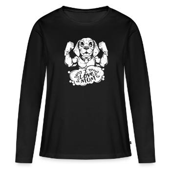 Beagle J’aime papa - T-shirt manches longues Premium bio Femme - noir - Devant - Julia (174cm)
