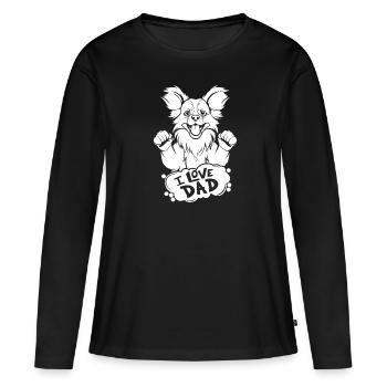 Papillon J’aime Papa - T-shirt manches longues Premium bio Femme - noir - Devant - Julia (174cm)