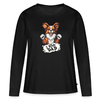 Papillon J’aime Papa - T-shirt manches longues Premium bio Femme - noir - Devant - Julia (174cm)