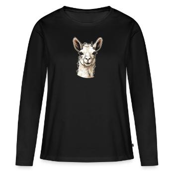 Lama Llama - T-shirt manches longues Premium bio Femme - noir - Devant - Julia (174cm)
