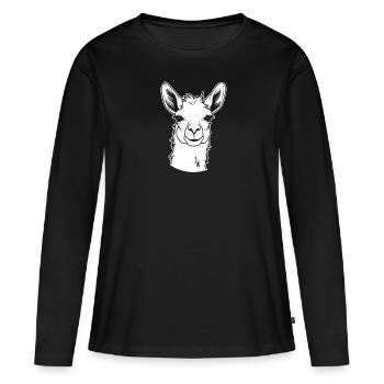 Lama Llama - T-shirt manches longues Premium bio Femme - noir - Devant - Julia (174cm)