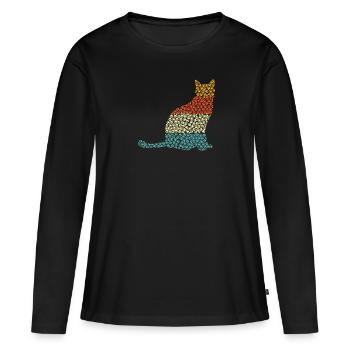 Katze - Frauen Premium Bio Langarmshirt - Schwarz - Vorne - Julia (174cm)