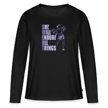 Haltérophilie Haltérophilie Transpiration - T-shirt manches longues Premium bio Femme - noir - Devant - Julia (174cm)