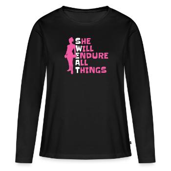 Weightlifting Weightlifter Sweat - Women's Premium Organic Long Sleeve Shirt - black - Front - Julia (174cm)