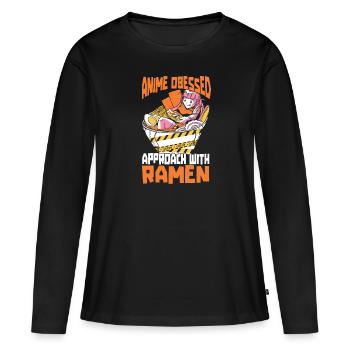 Bol de Ramen Manga Anime - T-shirt manches longues Premium bio Femme - noir - Devant - Julia (174cm)