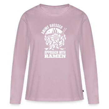 Bol de Ramen Manga Anime - T-shirt manches longues Premium bio Femme - rose poudré - Devant - Julia (174cm)