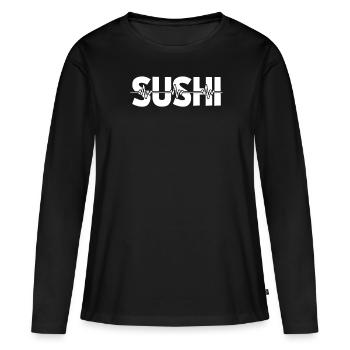 Rythme cardiaque de l’électrocardiogramme sushi - T-shirt manches longues Premium bio Femme - noir - Devant - Julia (174cm)