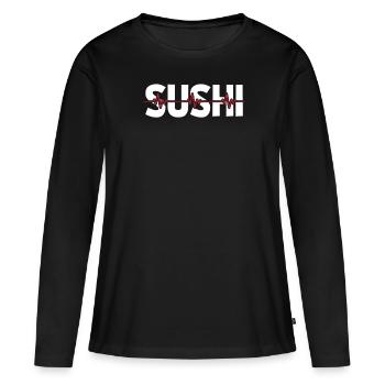 Rythme cardiaque de l’électrocardiogramme sushi - T-shirt manches longues Premium bio Femme - noir - Devant - Julia (174cm)