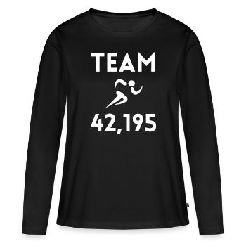 Team 42,195 km marathonien - T-shirt manches longues Premium bio Femme - noir - Devant - Julia (174cm)