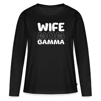 Sororité Soroitas Gamma Mama - T-shirt manches longues Premium bio Femme - noir - Devant - Julia (174cm)