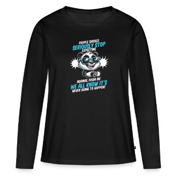 Panda géant Panda Ours - T-shirt manches longues Premium bio Femme - noir - Devant - Julia (174cm)