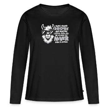 Lama Llama - T-shirt manches longues Premium bio Femme - noir - Devant - Julia (174cm)