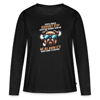 Griffon bruxellois - T-shirt manches longues Premium bio Femme - noir - Devant - Julia (174cm)