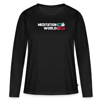 Méditation Méditation Méditation Sur le Monde Hors Monde - T-shirt manches longues Premium bio Femme - noir - Devant - Julia (174cm)