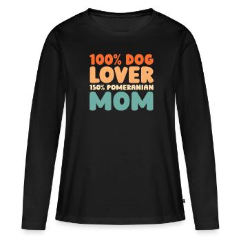 Poméranien - T-shirt manches longues Premium bio Femme - noir - Devant - Julia (174cm)