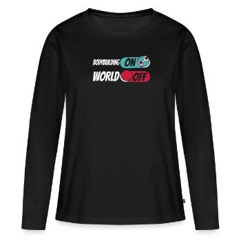 Musculation bodybuilders - T-shirt manches longues Premium bio Femme - noir - Devant - Julia (174cm)