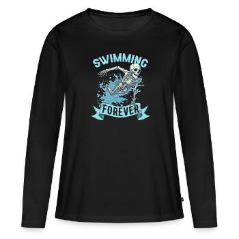 Flotteur de natation Skeleton - T-shirt manches longues Premium bio Femme - noir - Devant - Julia (174cm)