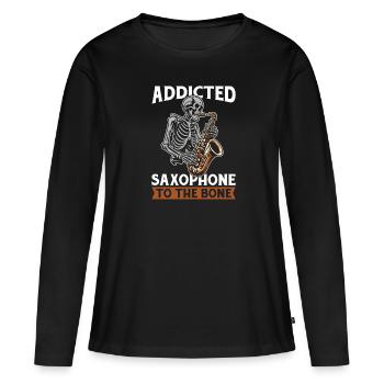 Saxophone Saxophone Squelette - T-shirt manches longues Premium bio Femme - noir - Devant - Julia (174cm)