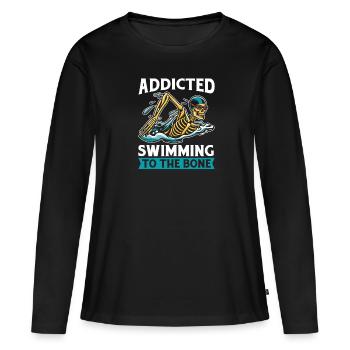 Flotteur de natation squelette - T-shirt manches longues Premium bio Femme - noir - Devant - Julia (174cm)