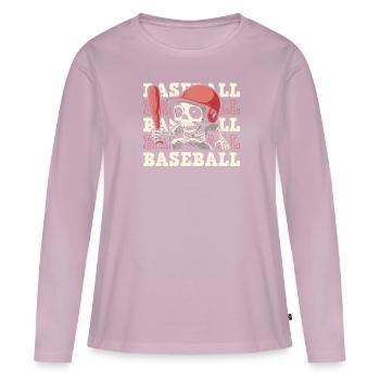 Base-ball - T-shirt manches longues Premium bio Femme - rose poudré - Devant - Julia (174cm)