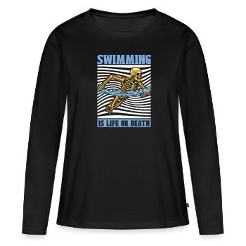 Flotteur de natation Skeleton - T-shirt manches longues Premium bio Femme - noir - Devant - Julia (174cm)