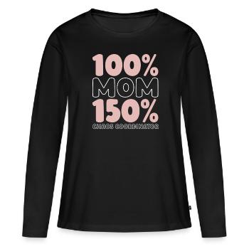 Maman Maman - T-shirt manches longues Premium bio Femme - noir - Devant - Julia (174cm)