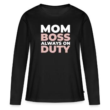 Maman Maman - T-shirt manches longues Premium bio Femme - noir - Devant - Julia (174cm)