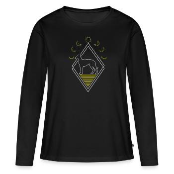 Greyhound Greyhound Abstrait Phases de Lune - T-shirt manches longues Premium bio Femme - noir - Devant - Julia (174cm)