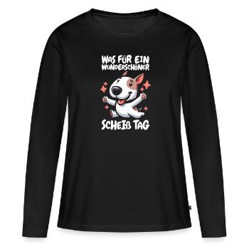 Bull Terrier Funny Please Keep Your Mouth Shut - Women's Premium Organic Long Sleeve Shirt - black - Front - Julia (174cm)