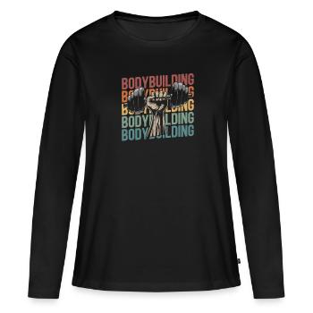 Musculation bodybuilders - T-shirt manches longues Premium bio Femme - noir - Devant - Julia (174cm)