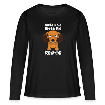 Dachshund Dachshund Please keep your mouth shut - Women's Premium Organic Long Sleeve Shirt - black - Front - Julia (174cm)