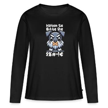 Schnauzer dog please keep your mouth shut - Women's Premium Organic Long Sleeve Shirt - black - Front - Julia (174cm)
