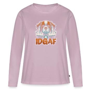 Saint Bernard Idgaf - T-shirt manches longues Premium bio Femme - rose poudré - Devant - Julia (174cm)