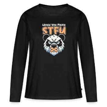 Panda géant Panda Ours se taire - T-shirt manches longues Premium bio Femme - noir - Devant - Julia (174cm)