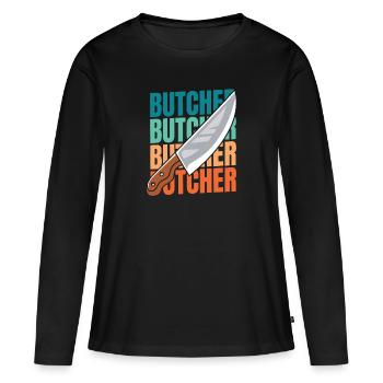 Bouchers, bouchers, bouchers - T-shirt manches longues Premium bio Femme - noir - Devant - Julia (174cm)
