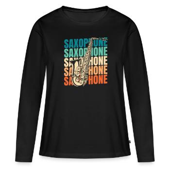 Saxophone Saxophone - T-shirt manches longues Premium bio Femme - noir - Devant - Julia (174cm)