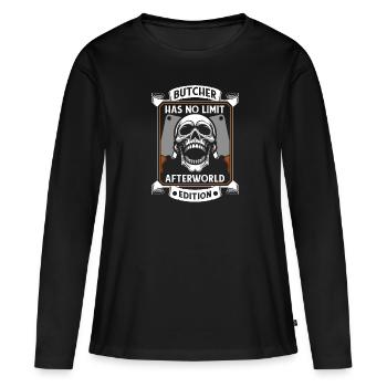 Boucher, boucher, boucher, crâne - T-shirt manches longues Premium bio Femme - noir - Devant - Julia (174cm)