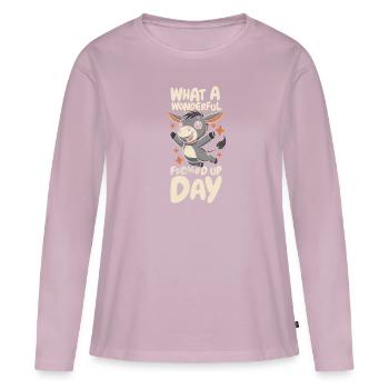 Muli Donkey Fucked Up Day - T-shirt manches longues Premium bio Femme - rose poudré - Devant - Julia (174cm)